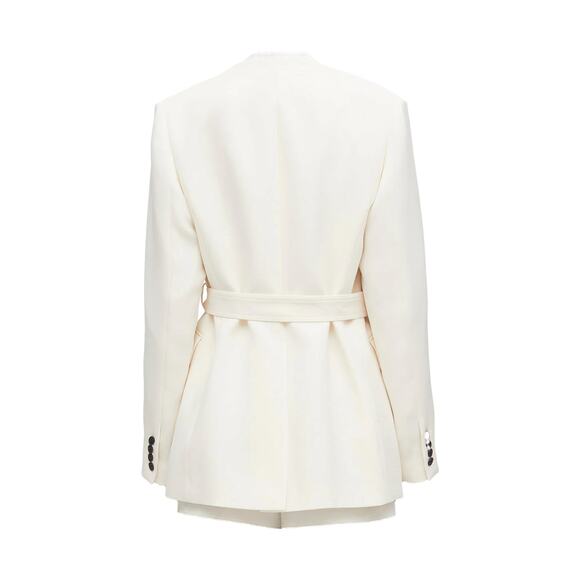 3.1 PHILIP LIM $850 Ivory Heavy Cady Wrap V-Neck Belted Blazer Jacket Size 2 - Picture 4 of 7